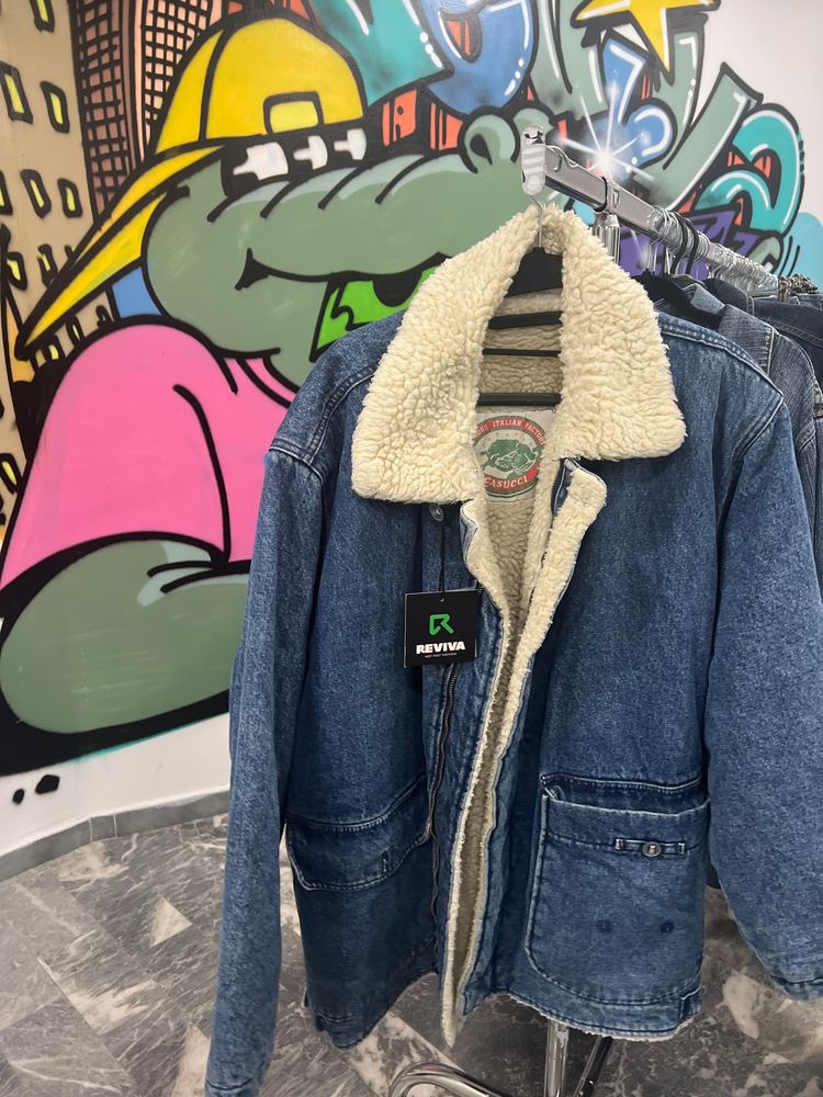 Denim Jacket With Shearling Collar Casucci