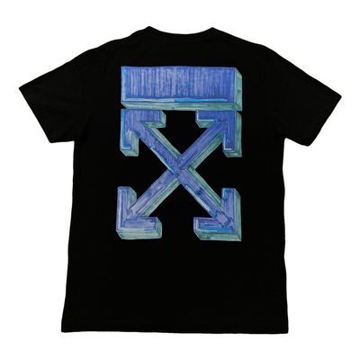 Off White Large Tee Marker Arrows Black T-Shirt Virgil Abloh Blue Graphic