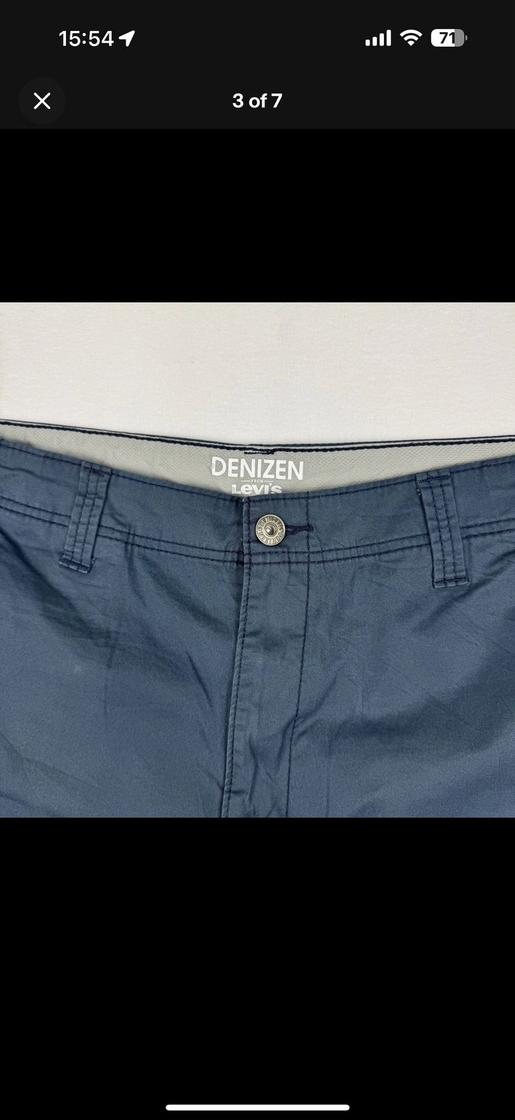 Levi's Denizen Navy Utility Cargo Shorts 38W Zip Pocket Outdoor Comfort Fit obraz 2