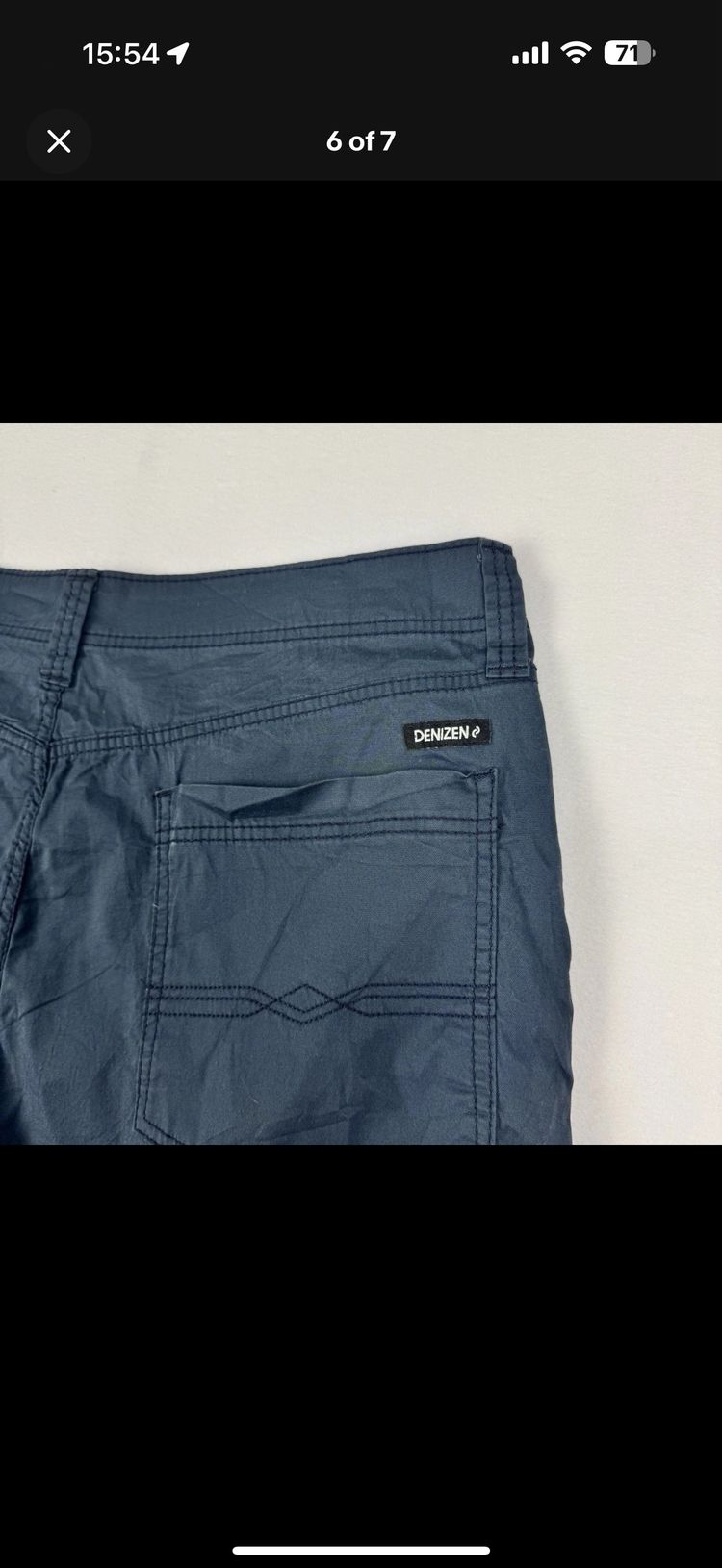 Levi's Denizen Navy Utility Cargo Shorts 38W Zip Pocket Outdoor Comfort Fit obraz 3