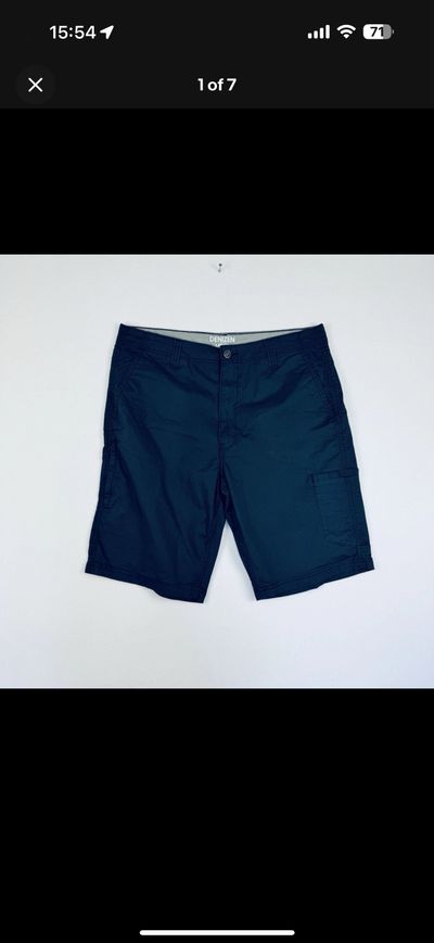 Levi's Denizen Navy Utility Cargo Shorts 38W Zip Pocket Outdoor Comfort Fit
