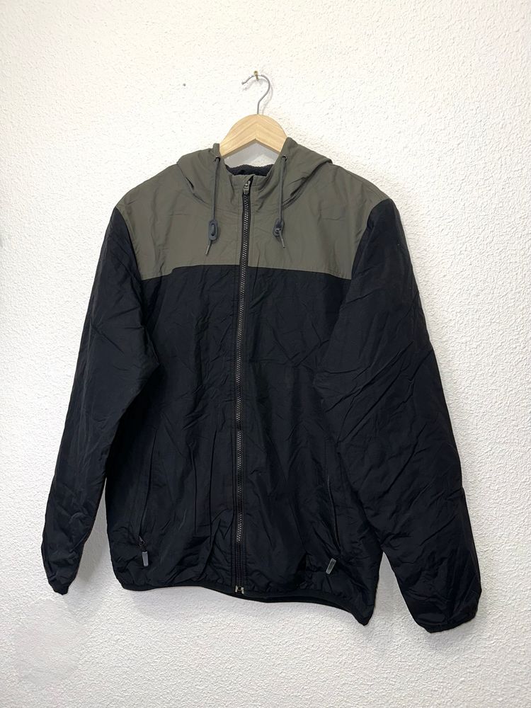 Black And Olive Green Hooded Jacket imagen 2