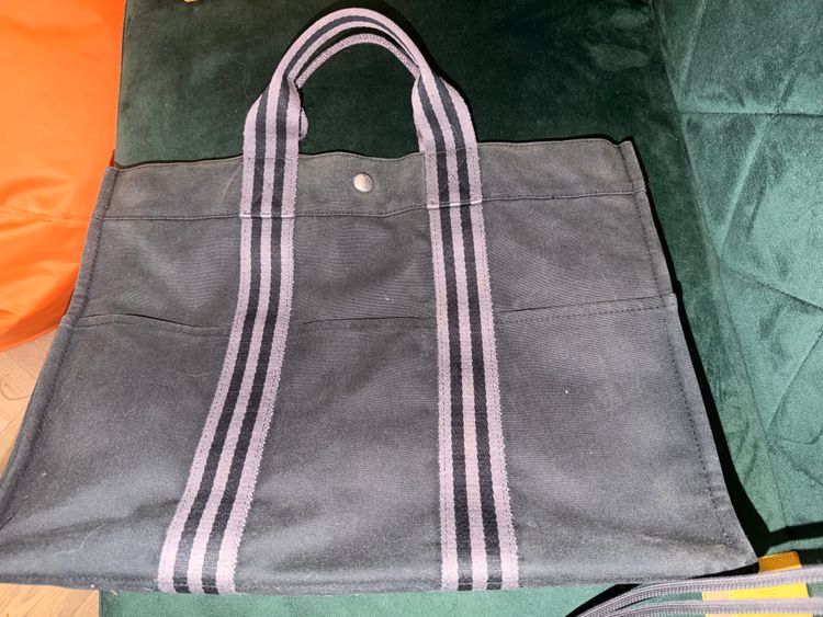 Hermes Hermes Black Tote Bag With Striped Handles product image