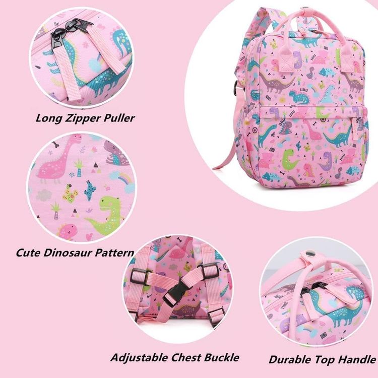 Pink Dinosaur Pattern Backpack imagen 5
