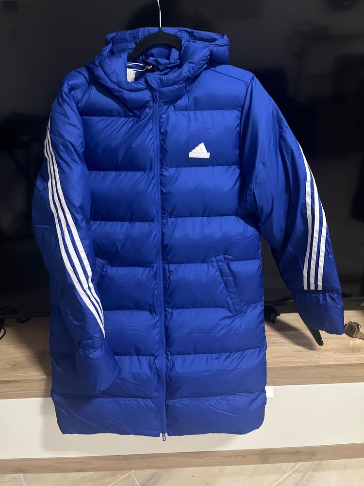 Adidas Originals Adidas Blue Padded Long Jacket With Hood product image