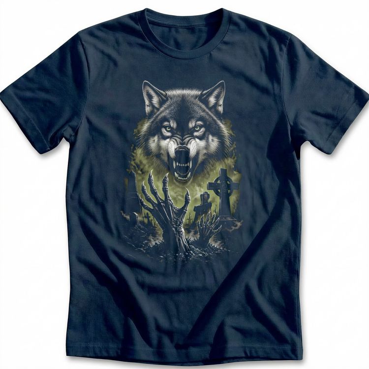 Wolf Skeletal Hands Green T-Shirt GC image 1
