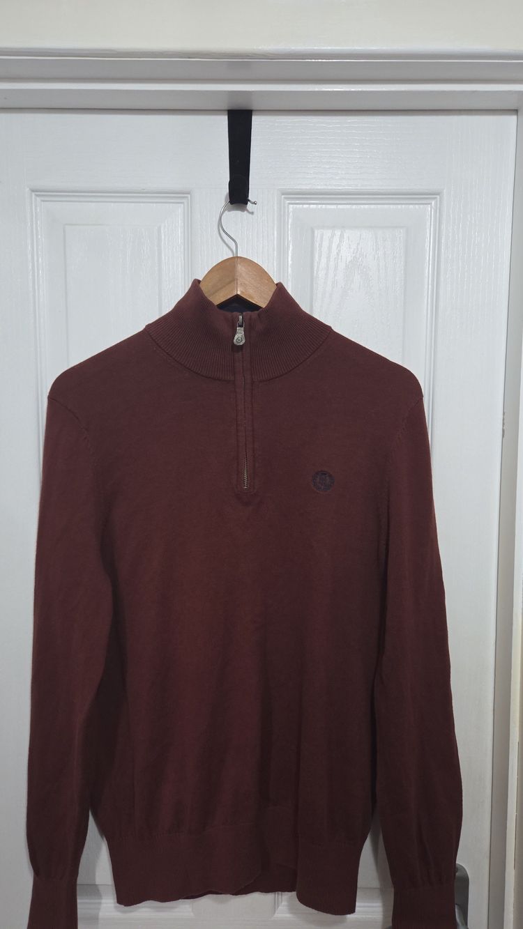 Henri Lloyd Burgundy Quarter-Zip Sweater