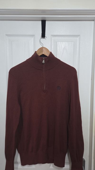Henri Lloyd Burgundy Quarter-Zip Sweater