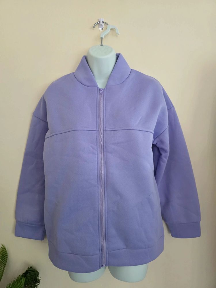 💜 Lilac Purple Fleece-Lined Zip Jacket & Pintuck Joggers Tracksuit Set (Size S / UK 8-10) 🛼 imagen 4