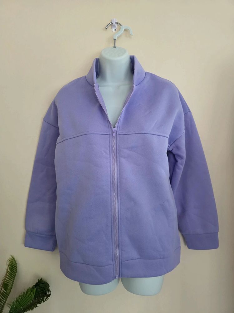 💜 Lilac Purple Fleece-Lined Zip Jacket & Pintuck Joggers Tracksuit Set (Size S / UK 8-10) 🛼 imagen 3