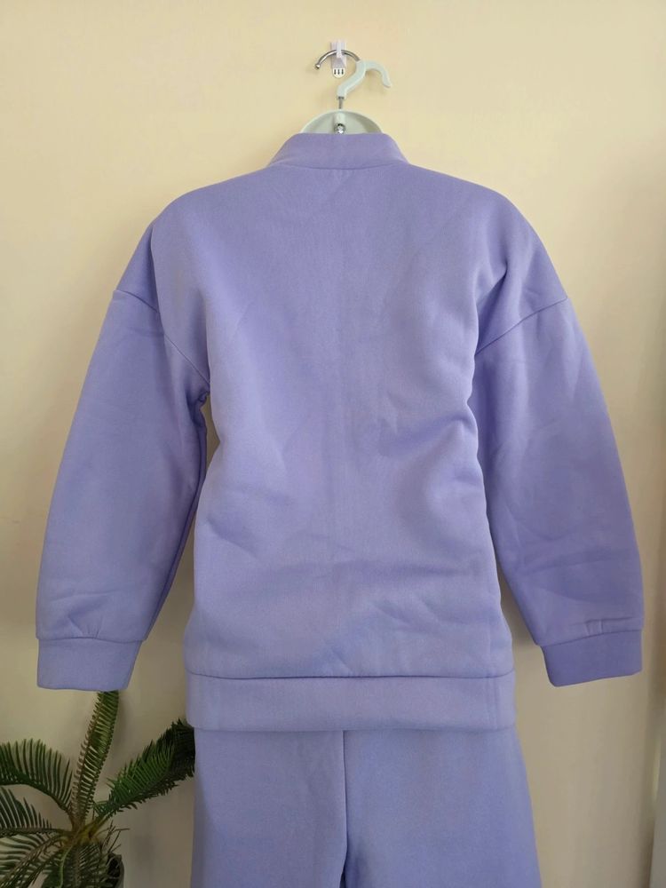 💜 Lilac Purple Fleece-Lined Zip Jacket & Pintuck Joggers Tracksuit Set (Size S / UK 8-10) 🛼 imagen 9