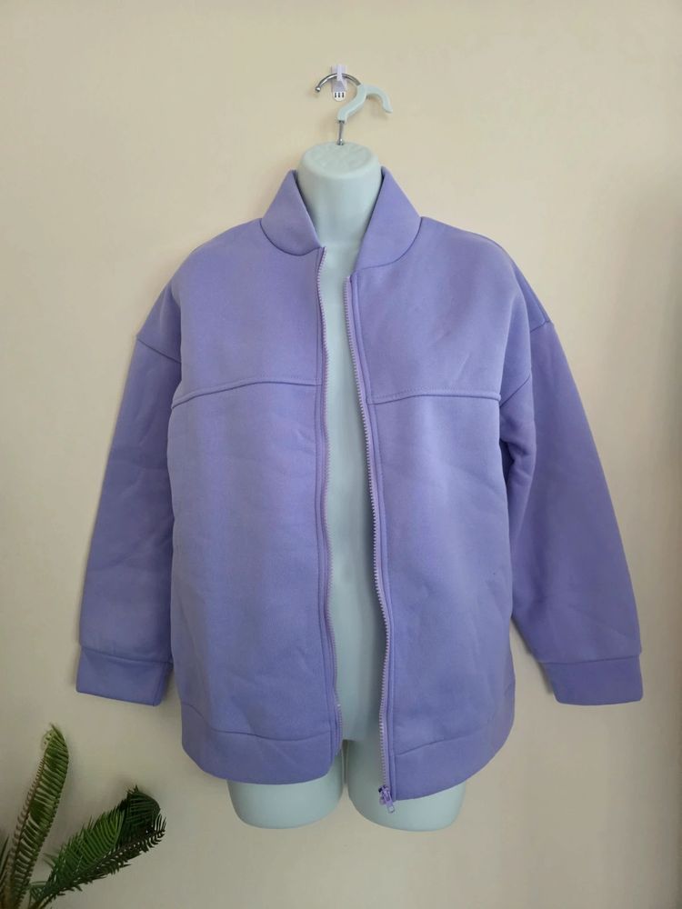 💜 Lilac Purple Fleece-Lined Zip Jacket & Pintuck Joggers Tracksuit Set (Size S / UK 8-10) 🛼 imagen 2
