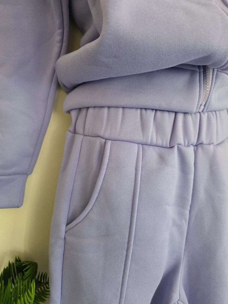 💜 Lilac Purple Fleece-Lined Zip Jacket & Pintuck Joggers Tracksuit Set (Size S / UK 8-10) 🛼 imagen 7