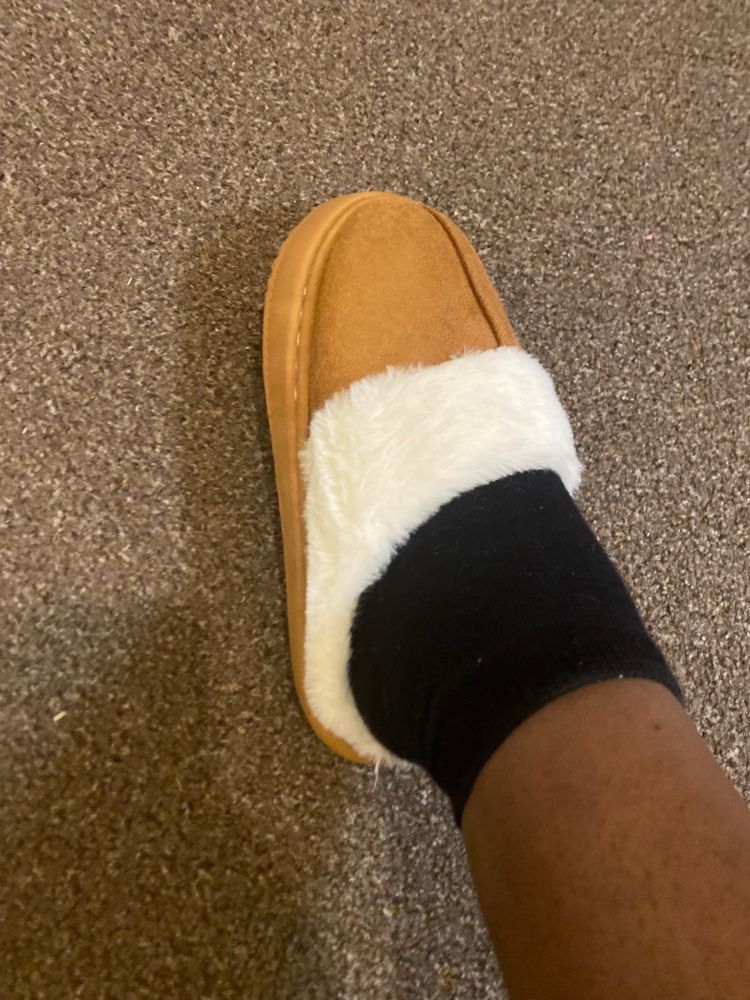 Brown Slippers With White Faux Fur Lining image 5