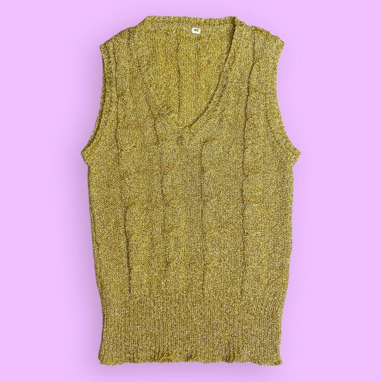 90s 00s gold sparkle knit v-neck vest top   3