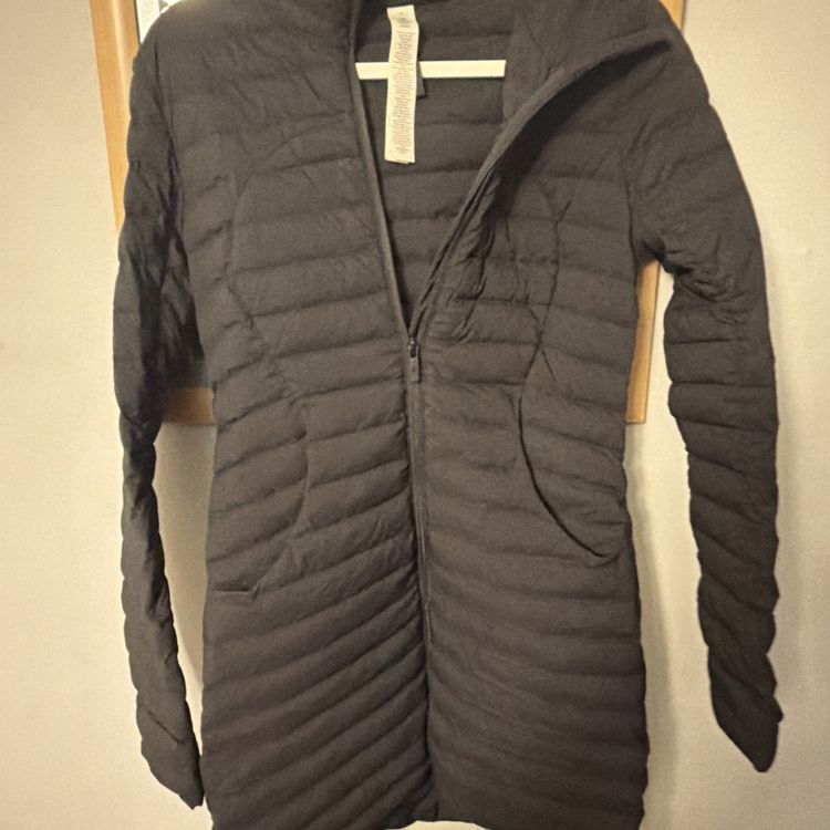Lululemon Pack It Down Long Jacket Black Uk 8 New Goose Down Hooded image 1