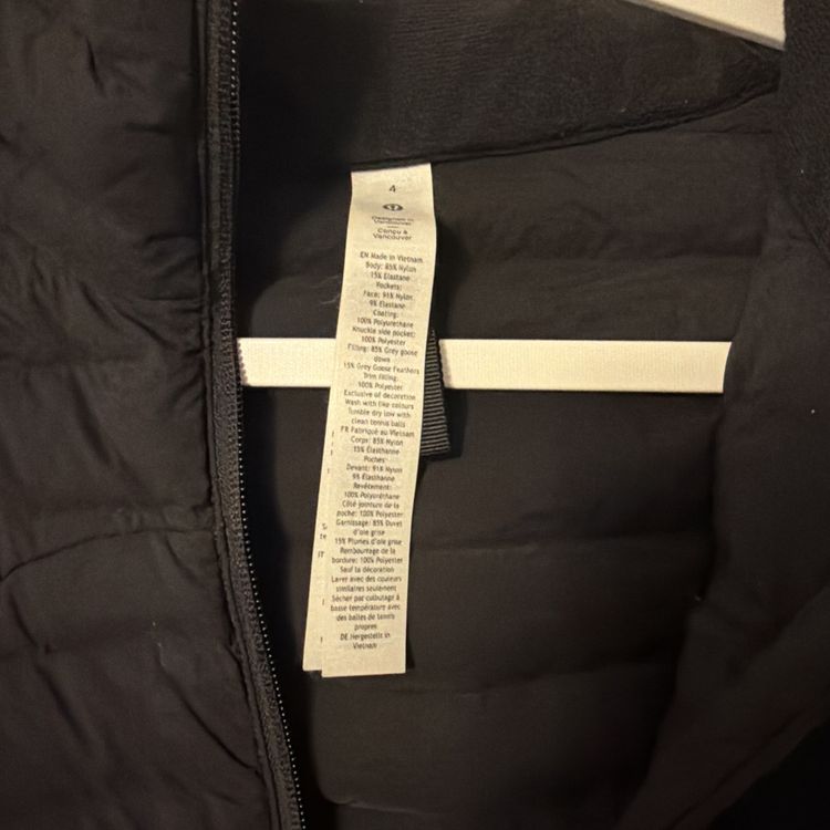 Lululemon Pack It Down Long Jacket Black Uk 8 New Goose Down Hooded image 2