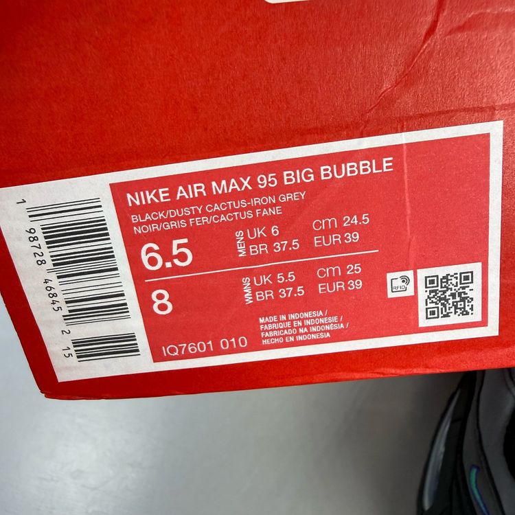 Nike Air Max 95 UK 6 Big Bubble Black Grape Dusty Cactus Trainers IQ7601-010 image 5