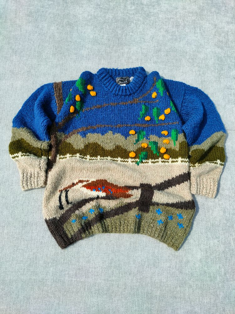 Other Maglione Vintage Libby Peacock – Lana Vergine – Paesaggio 3D Rare Find product image