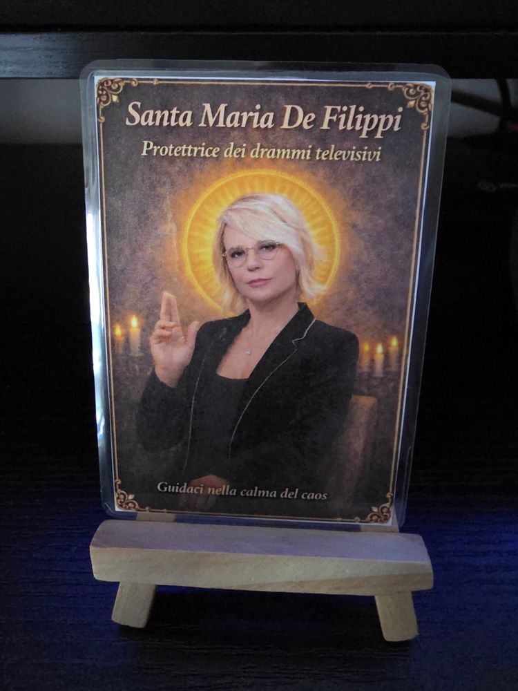 Santino artistico Maria De Filippi con preghiera sul retro