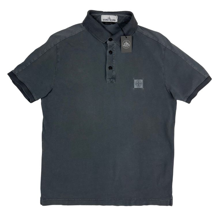 Polo Stone Island Garment Dyed Gris oscuro manga corta - talla L