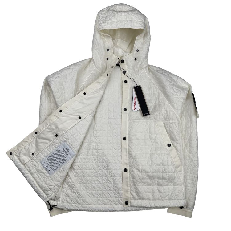 Stone Island 2025 Ivory Garment Dyed Crinkle Reps NY Quilted -TC Jacket - Large 5