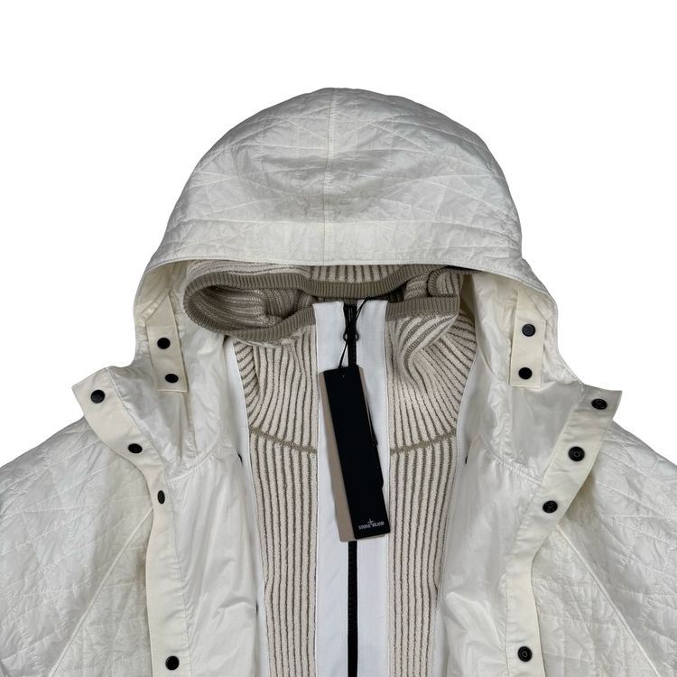 Stone Island 2025 Ivory Garment Dyed Crinkle Reps NY Quilted -TC Jacket - Large 12