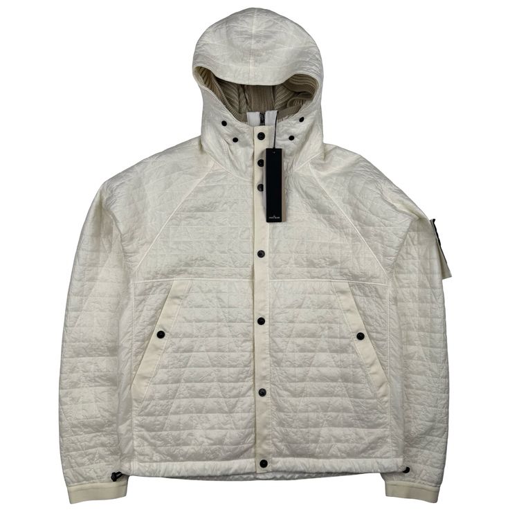 Stone Island 2025 Ivory Garment Dyed Crinkle Reps NY Quilted -TC Jacket - Large 6