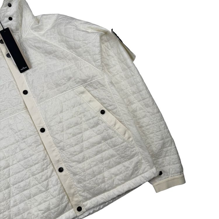 Stone Island 2025 Ivory Garment Dyed Crinkle Reps NY Quilted -TC Jacket - Large 13