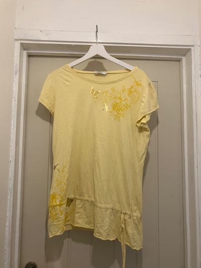 Yellow Floral Print Short Sleeve Top