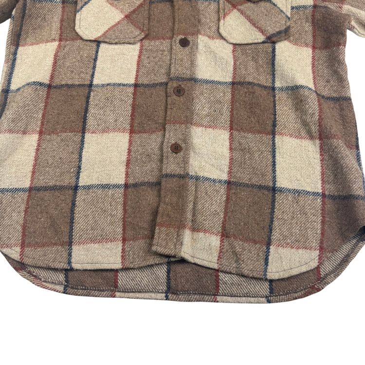 Pacific Woolens 90's Plaid Long Sleeve Flannel Shirt Jacket Brown image 4