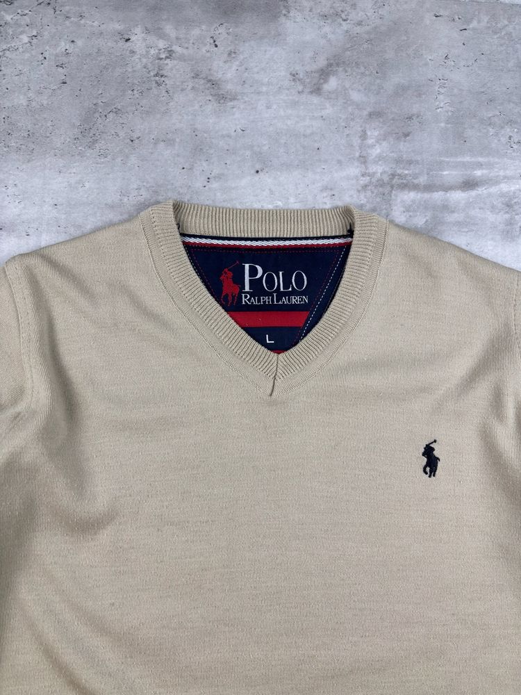 Polo Ralph Lauren Beige V-Neck Sweater imagen 3