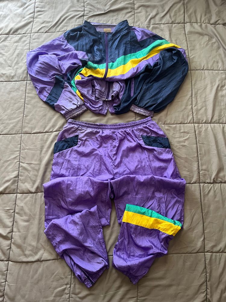 Purple And Black Tracksuit Jacket And Pants image 2