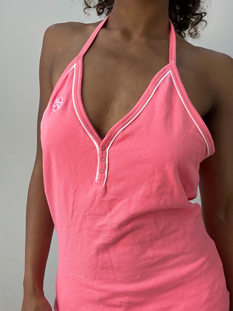 💻 athleisure edit | medium coral pink halterneck top image 2