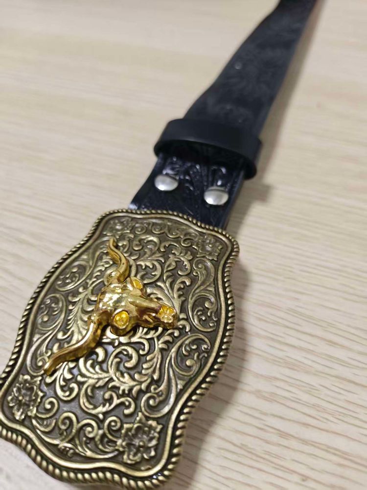 Black Belt With Ornate Gold Buckle image 2