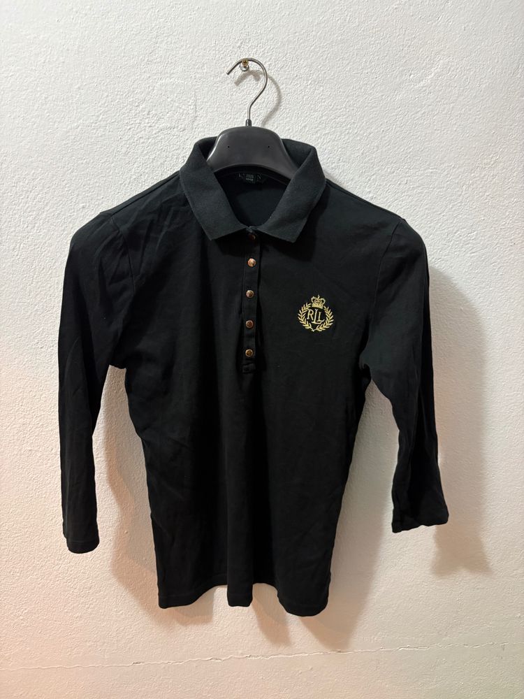 Lauren Ralph Lauren Black Long Sleeve Polo Shirt image 1