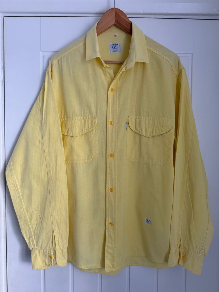 Valentino 1980s Cotton Linen Yellow Shirt - Size XL image 10