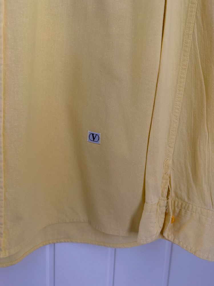 Valentino 1980s Cotton Linen Yellow Shirt - Size XL image 7