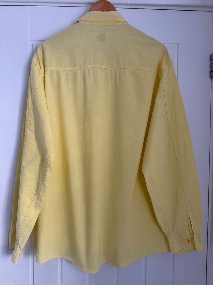 Valentino 1980s Cotton Linen Yellow Shirt - Size XL image 9