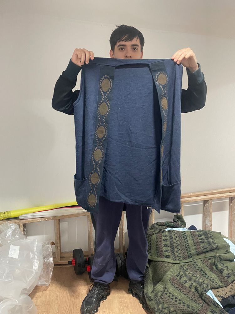 Other Blue Cardigan With Patterned Trim product image
