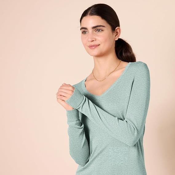 Light Green V-Neck Sweater image 2