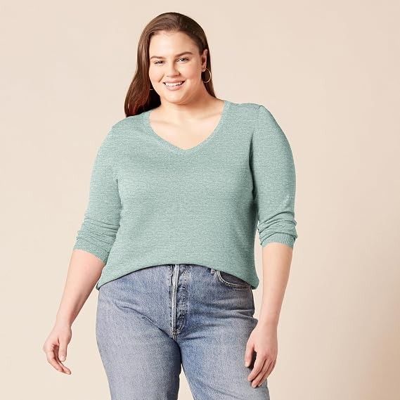 Light Green V-Neck Sweater image 4