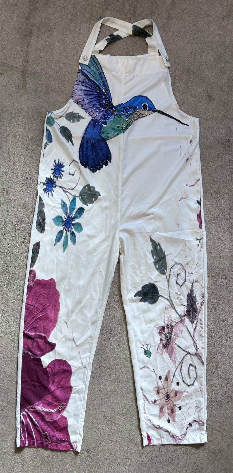 Other White Overalls With Hummingbird    product image