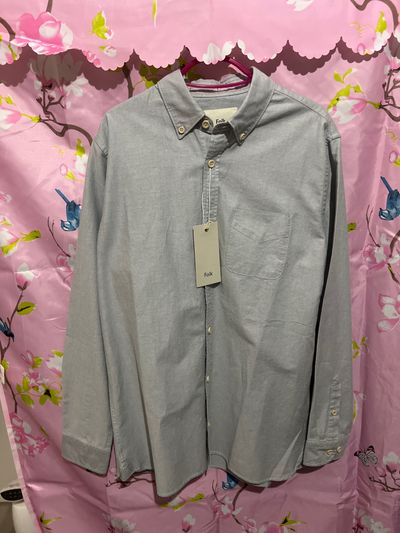Folk Blue Grey Button-Up Shirt