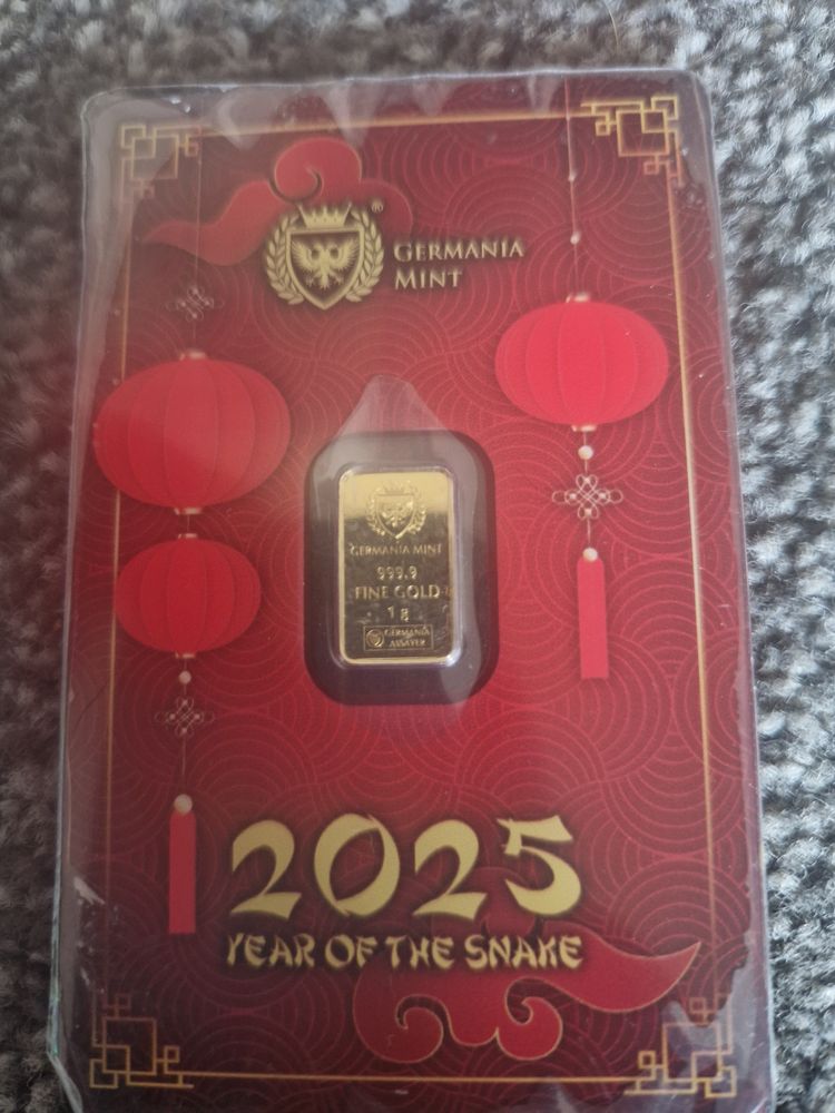 Germania Mint 1G Fine Gold Bar 2025 Year Of The Snake