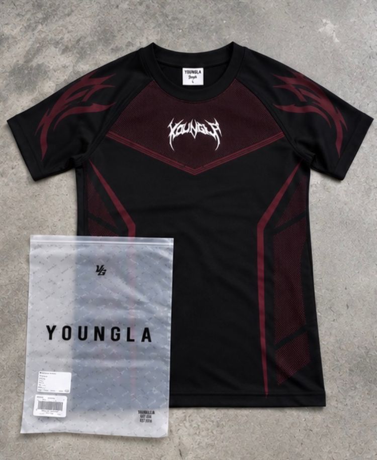 Youngla Black And Maroon Short Sleeve Shirt image 1