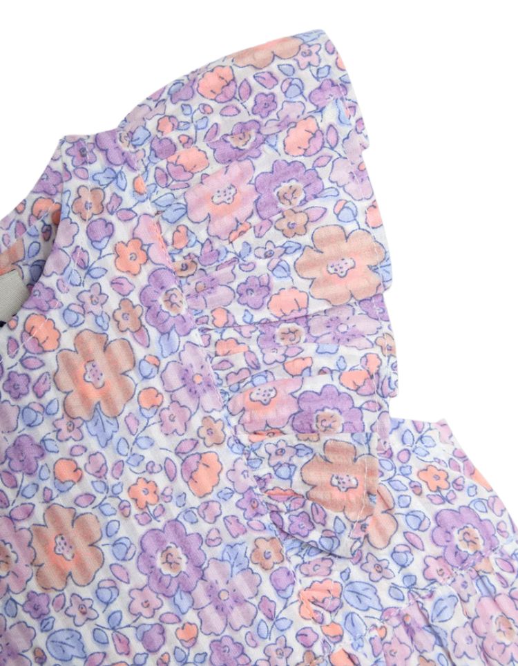 Jojo Maman Bebe Floral Frill Bubble Romper in Lilac Tropical 3