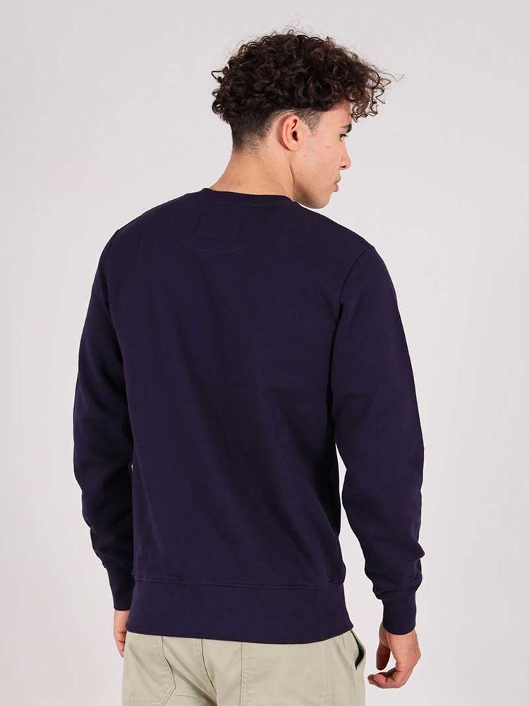Disco Cult Embroidered Mens Sweatshirt, Organic Cotton, in Navy image 3