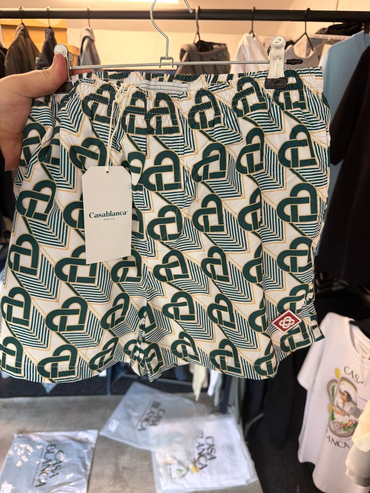 Casablanca Patterned Shorts white and green 