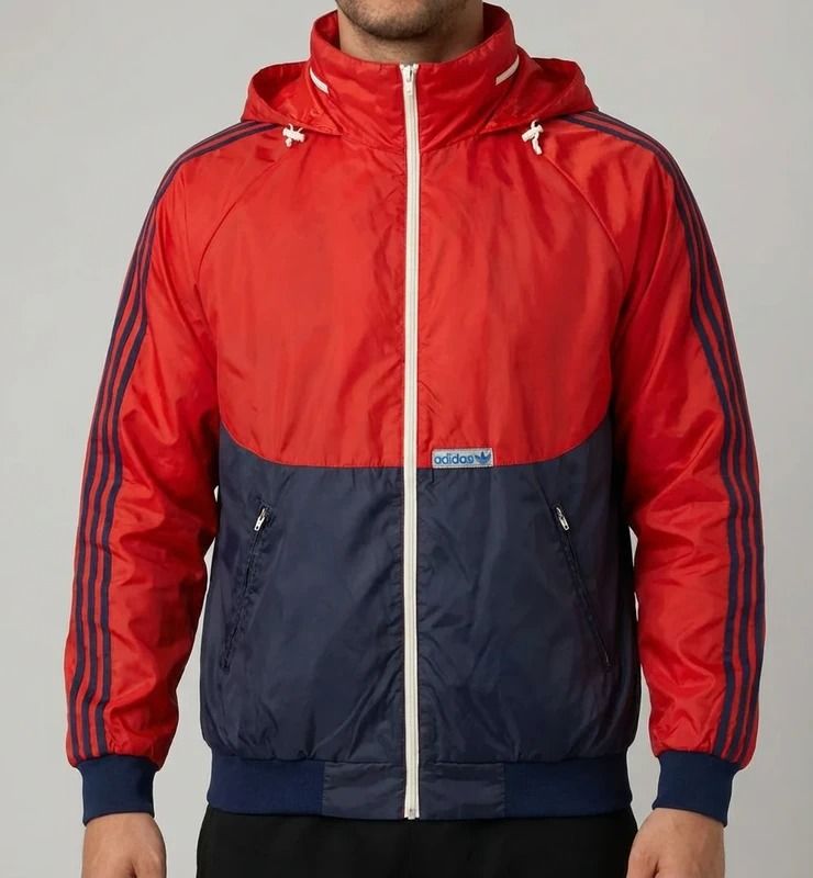 Adidas Originals Adidas kurtka vintage 80s L/XL (192) Ventex made in France czerwono‑granatowa product image